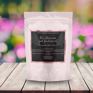 Black and Pink Foil Bath Salts Pouch Label