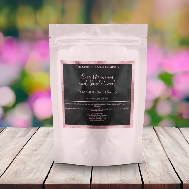 Black and Pink Foil Bath Salts Pouch Label (Creator Uploaded)