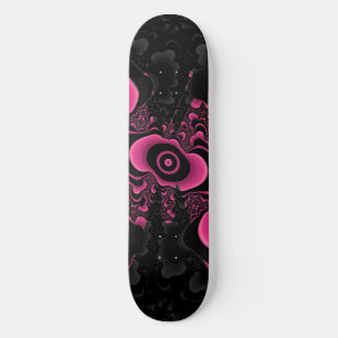black and pink fractal butterfly deck skateboard