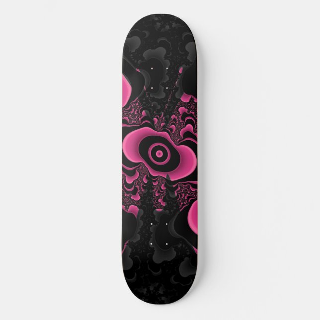 black and pink fractal butterfly deck skateboard (Front)