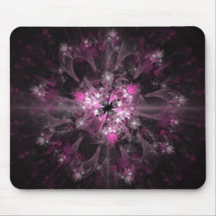 Black And Pink Fractal Mouse Mat