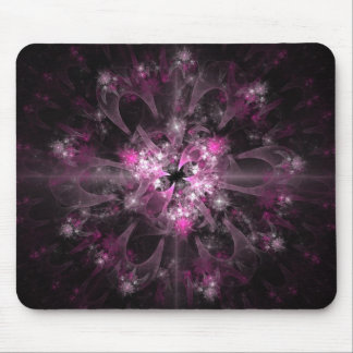 Black And Pink Fractal Mouse Mat