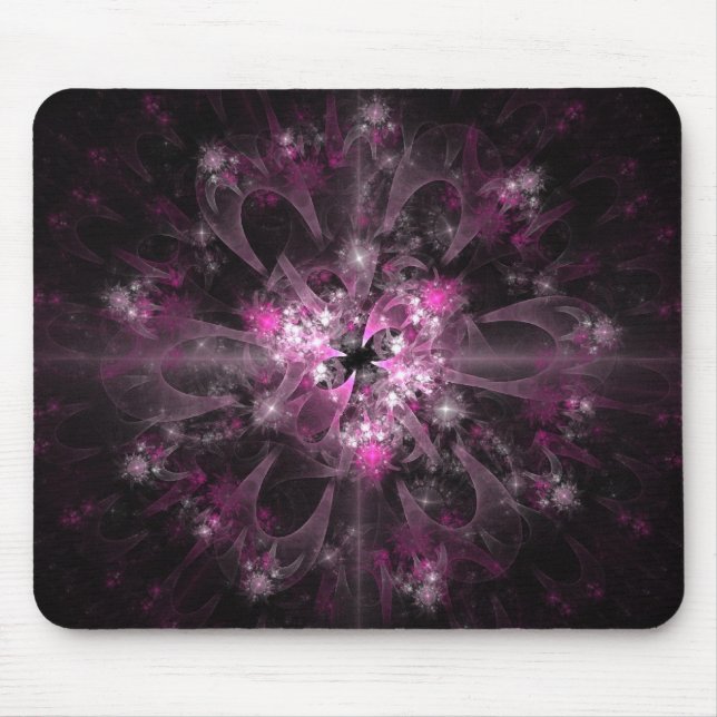 Black And Pink Fractal Mouse Mat (Front)