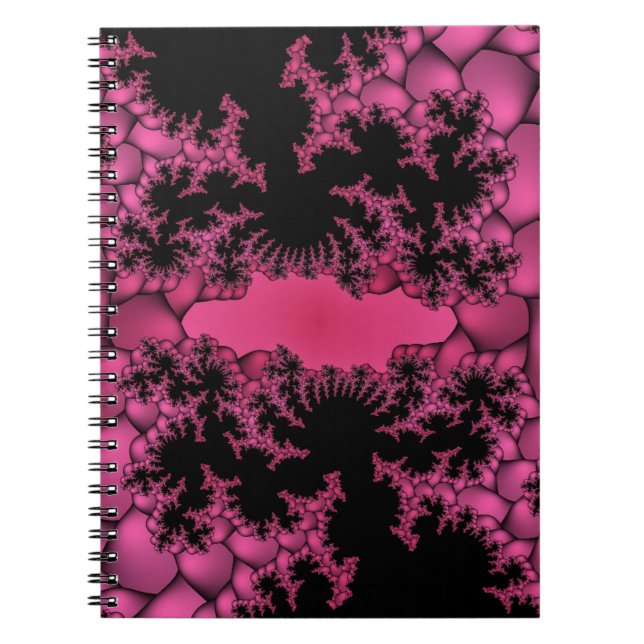 black and pink fractal  notebook (Front)