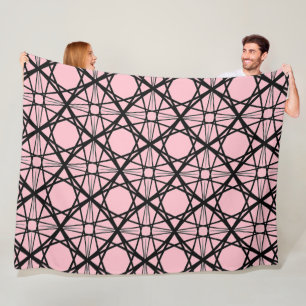Black and Pink Geometric Art Fleece Blanket