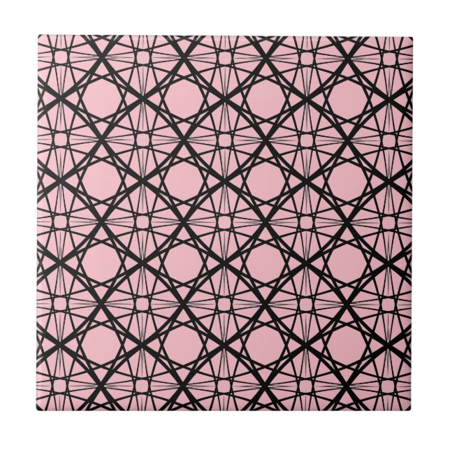 Black and Pink Geometric Art Tile (Front)
