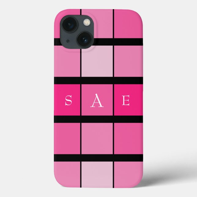 Black and Pink Geometric Monogram Case-Mate iPhone Case (Back)