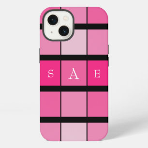 Black and Pink Geometric Monogram iPhone 13 Case