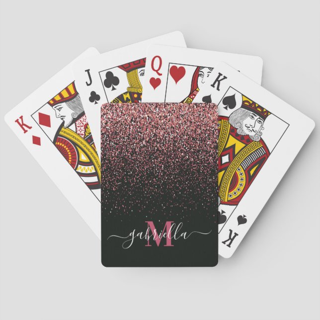 Black and Pink Glitter Playing Cards (Back)