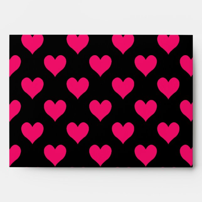 Black and Pink Heart Pattern Envelopes (Front)