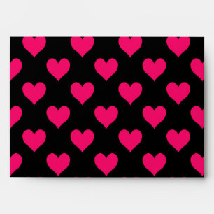 Black and Pink Heart Pattern Envelopes