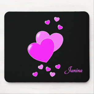 Black And Pink Hearts, Template For Your Name Mouse Mat