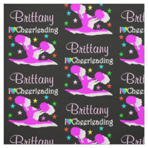 BLACK AND PINK I LOVE CHEERLEADING FABRIC