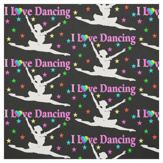BLACK AND PINK I LOVE DANCING FABRIC (Swatch)
