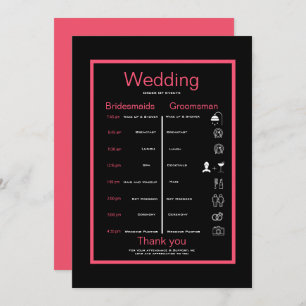 Black and pink itinerary invitation