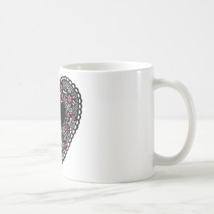 Black and Pink Lace Heart Coffee Mug