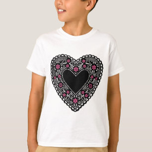 Black and Pink Lace Heart T-Shirt