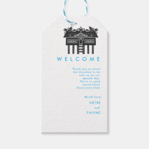 Black and Pink  Leaf Wedding Welcome Gift Tags