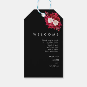 Black and Pink Leaf Wedding Welcome Gift Tags