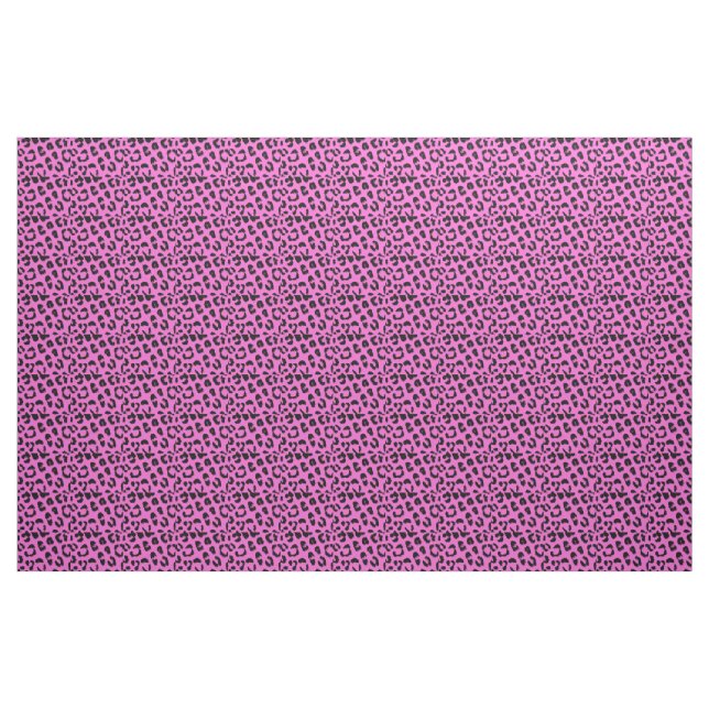Black and Pink Leopard Print Fabric (Yard)