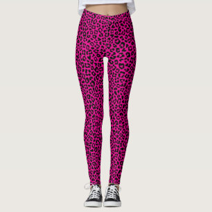 Black and pink Leopard Print Fun Safari Pattern Leggings