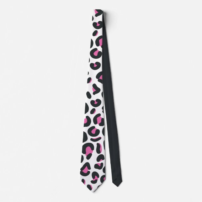 Black and pink leopard print tie (Front)