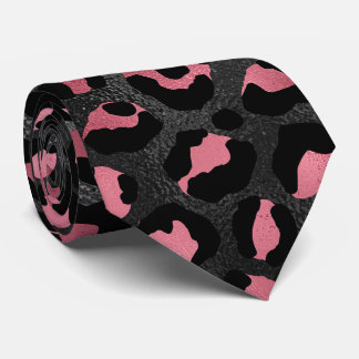 Black and Pink Leopard Print Tie