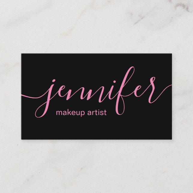 Black and Pink Makeup Artist Business Cards (Front)