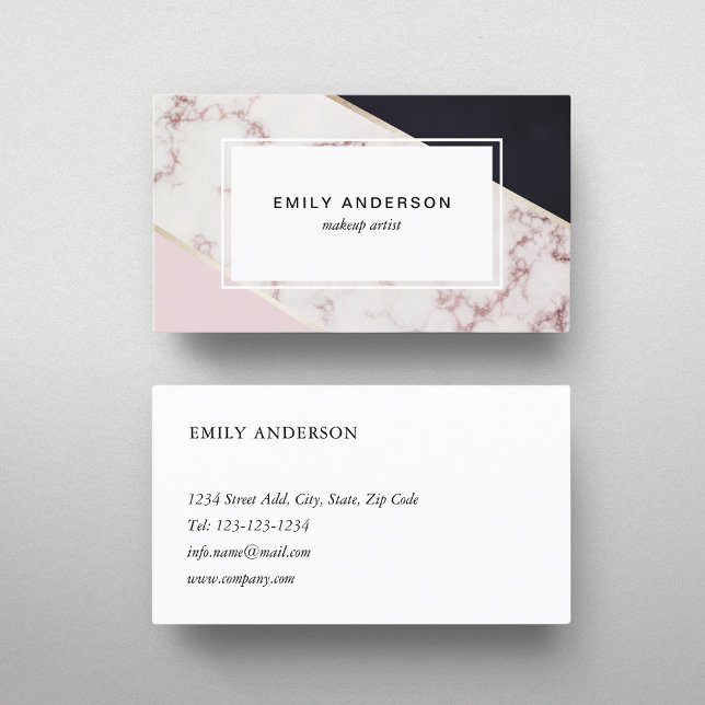 Black and Pink Marble Business Card (Creator Uploaded)