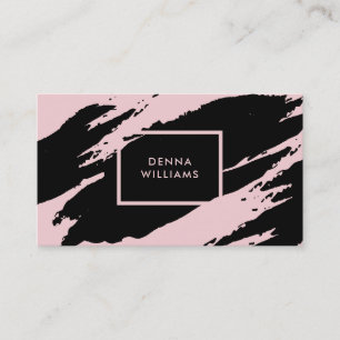Black and pink messy brushstrokes business card