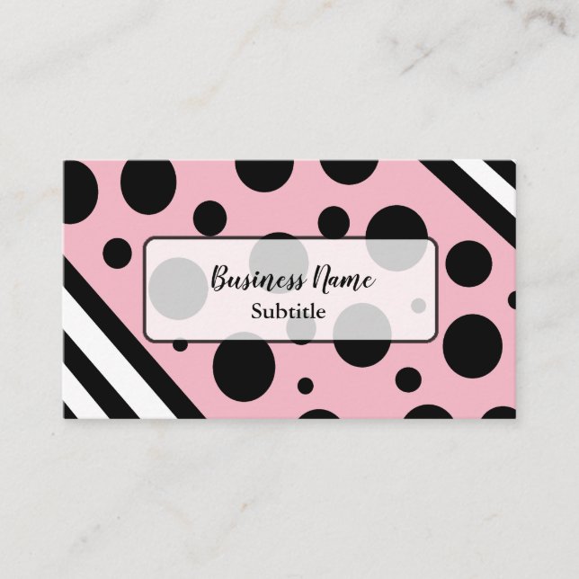 Black and Pink Modern Business Cards (Front)