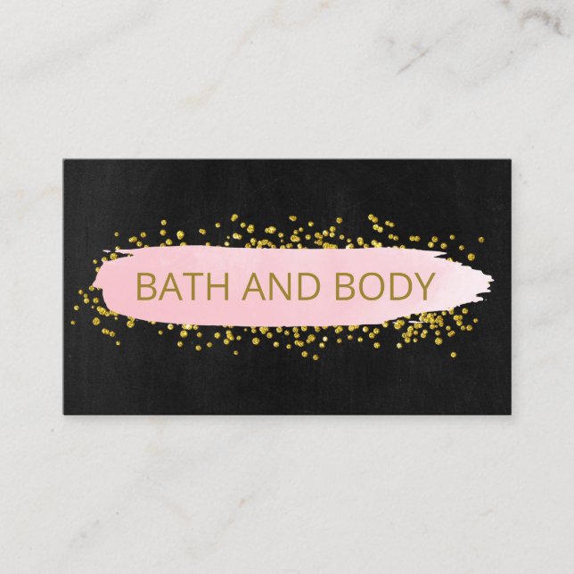 Black And Pink Modern Handmade Spa Bath & Body Business Card (Front)