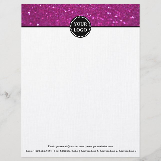Black and Pink Modern Stationary Custom Monogram Custom Letterhead (Front)