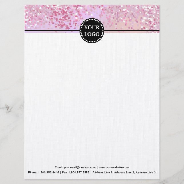 Black and Pink Modern Stationary Custom Monogram L Custom Letterhead (Front)