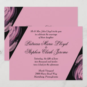 Black and Pink Modern Wedding Invitations