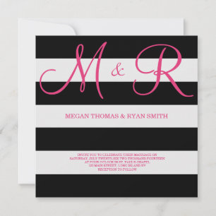 Black and Pink Monogram Wedding Invitation