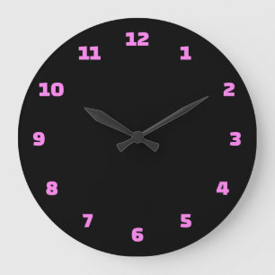 Black and pink numeral modern large clock