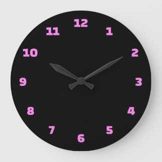 Black and pink numeral modern large clock