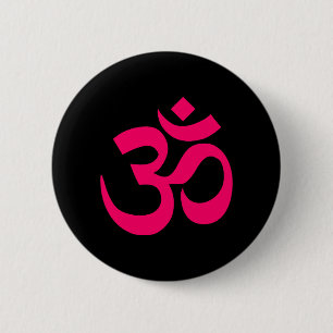 Black and Pink Om Symbol 6 Cm Round Badge