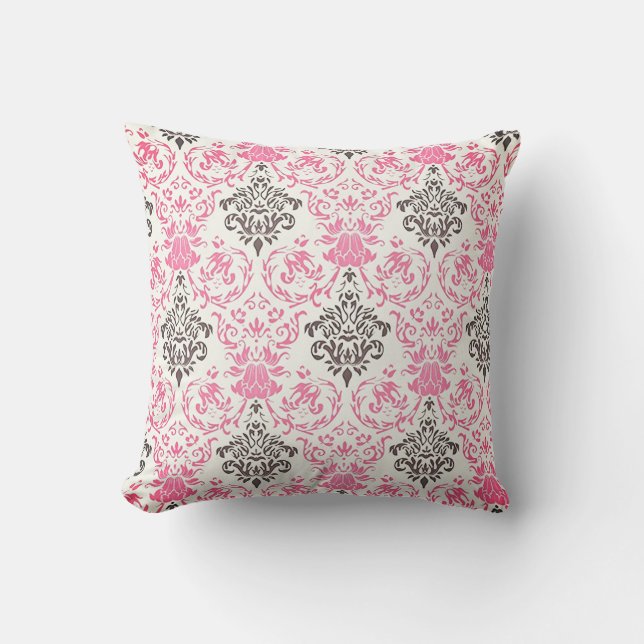 Black And Pink Ornamental Pattern Cushion (Front)