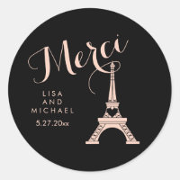Black and Pink Paris Eiffel Tower Wedding Merci