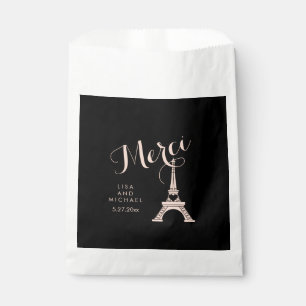 Black and Pink Paris Wedding with Eiffel Tower Favour Bags
