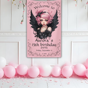 Black And Pink Pastel Goth Fairy 13th Birthday Banner