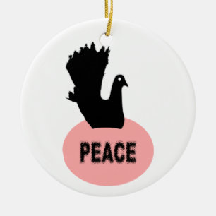 Black and Pink Peace Dove Custom Birthday Ceramic Tree Decoration