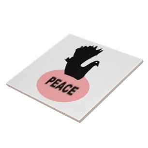 Black and Pink Peace Dove Tile