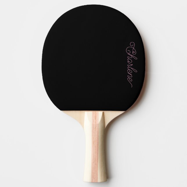 Black and Pink Personalised Ping Pong Paddle (Front)