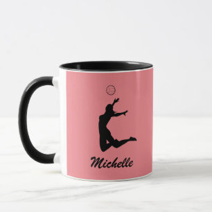 black and pink Personalized Volleyball  Mug