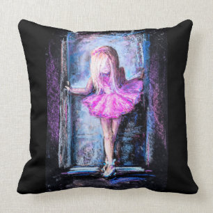 Black and pink pillow with ballerina girl