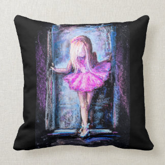 Black and pink pillow with ballerina girl
