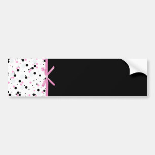 Black and Pink Polka Dot Design Bumper Sticker